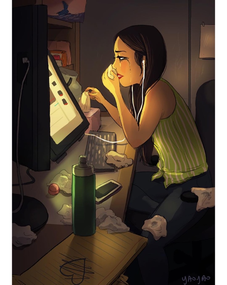 美国插画家画出《失恋女子的单身生活》