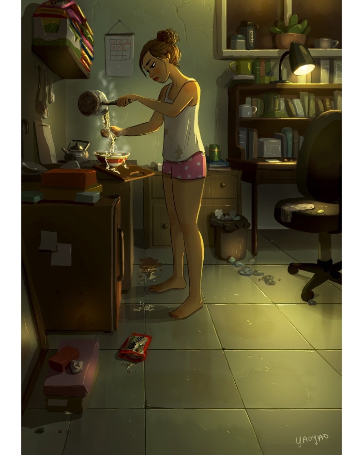 美国插画家画出《失恋女子的单身生活》