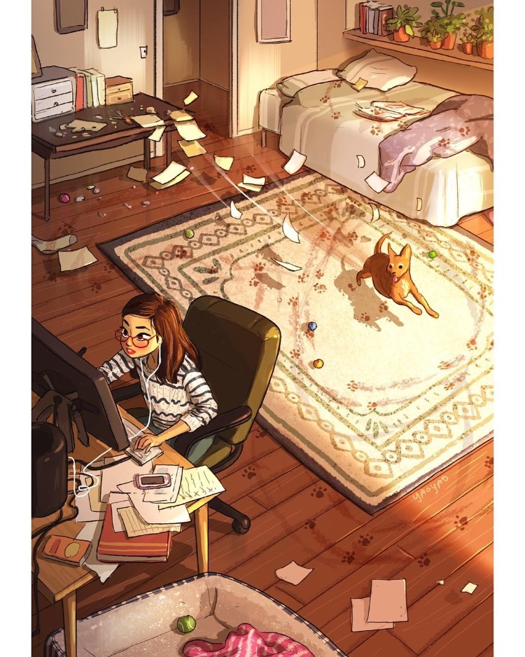 美国插画家画出《失恋女子的单身生活》